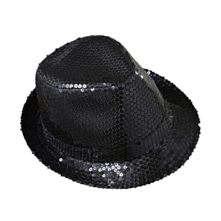 Paljett Trilby Hatt Svart