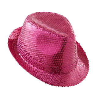 Paljett Trilby Hatt Rosa