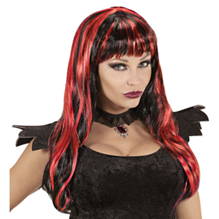 Halloween Peruk Röd Svart