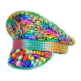 Glitter Kaptenshatt Regnbåge