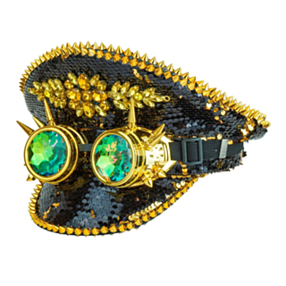 Glitter Steampunk Kaptenshatt Svart/Guld