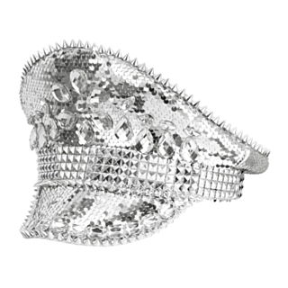 Glitter Kaptenshatt Silver