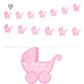 Babyshower Barnvagn Girlang Ljusrosa