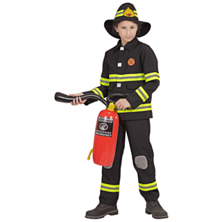 Svart Brandman Barndräkt