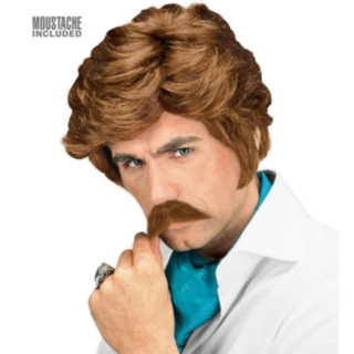 Playboy Peruk & Mustasch Brun