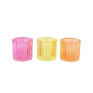 Räfflade Värmeljushållare Rosa/Gul/Orange