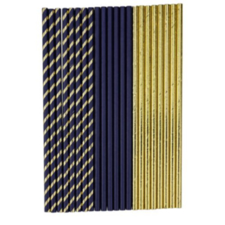 Papperssugrör Marinblå/Guld