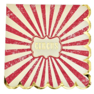 Cirkus Vintage Servetter Elfenben/Röd/Guld