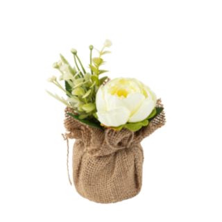 Konstgjord Blomsterdekoration Jute/Elfenben/Grön