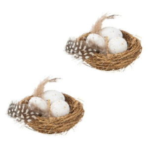 Fågelbo Påskpynt Med Ägg & Fjädrar
