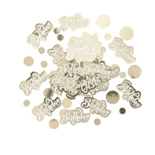 Happy Birthday Bordskonfetti Guld/Vit