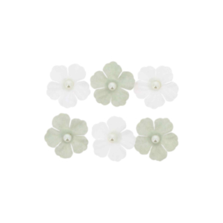 Pappersblommor Med Pärlor Vit/Salviagrön