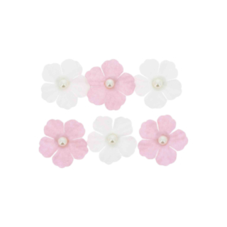 Pappersblommor Med Pärlor Ljusrosa/Vit
