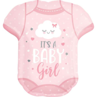 It’s a Baby Girl Folieballong Babybody Ljusrosa
