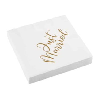 Just Married Servetter Vit/Guld