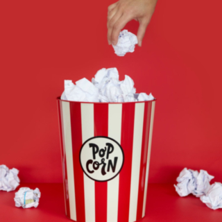 Popcorn Papperskorg Röd/Beige