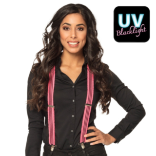 UV Neon Hängslen Rosa/Svart