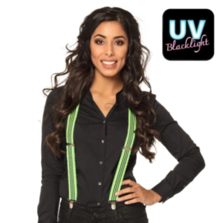 UV Neon Hängslen Grön/Svart
