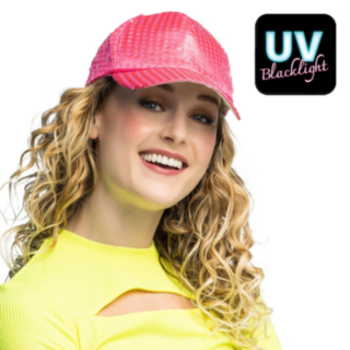 Keps Med Paljetter Neonrosa