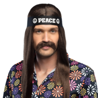 Hippie Mustasch Brun