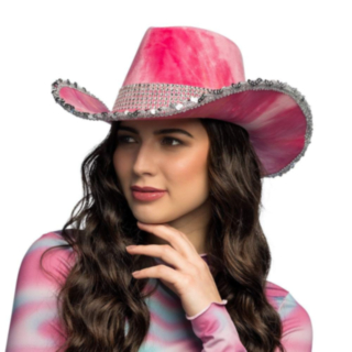 Glittrig Cowboyhatt Rosa