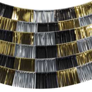 Nyår Fotobakgrund Girlang Guld/Silver/Svart