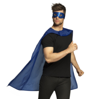 Superhjälte Cape & Ögonmask Blå