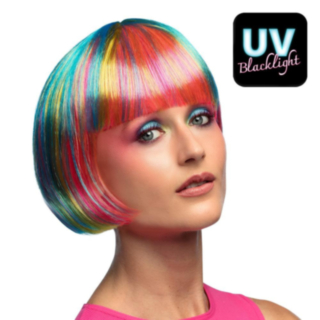 Neon UV Peruk Flerfärgad