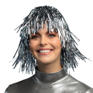 Metallisk Peruk Silver