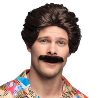 Vance Peruk Med Mustasch Brun