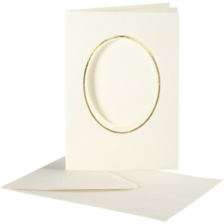 Passepartout Kort Med Kuvert Vit/Guld