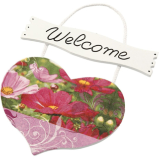 Welcome Hjärta Träskylt