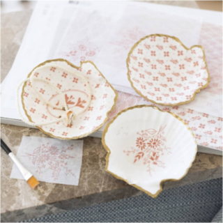 Decoupage DIY Snäckskålar Ljusrosa