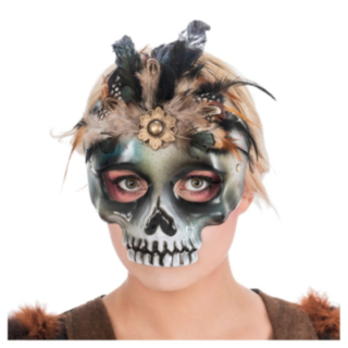 Skelettmask Fjädrar Svart
