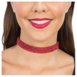 Glittrig Choker Röd