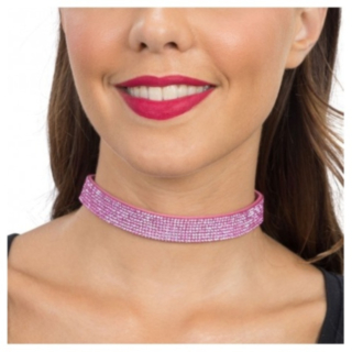 Glittrig Choker Ljusrosa