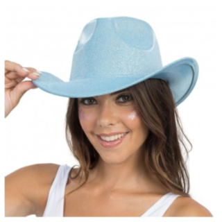Glittrig Cowboyhatt Ljusblå