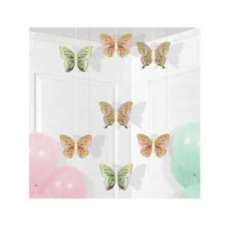 Hängande Fjärilar Takdekoration Rosa/Lila/Mint