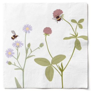 Blommiga Servetter Vit