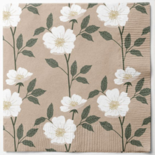 Blommiga Servetter Beige
