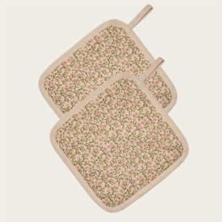 Blommiga Grytlappar Beige