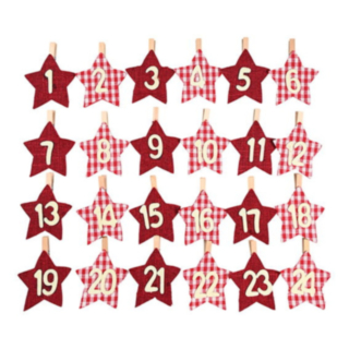 Juklappskalender Klädnypor Röd