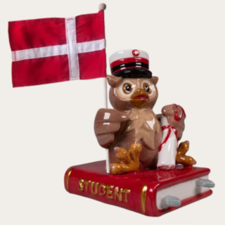 Student Uggla Dekorationsfigur Röd