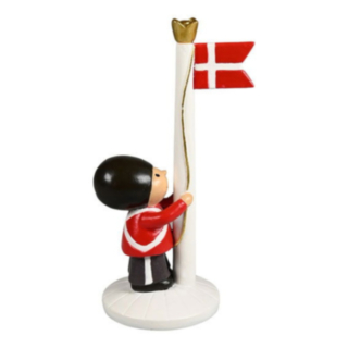 Soldat Med Dansk Flagga Dekorationsfigur Röd