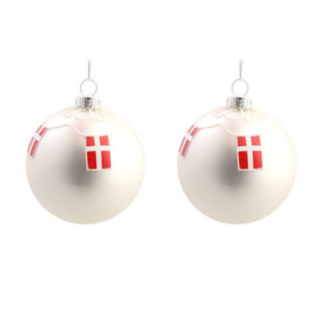 Julgranskulor Danska Flaggor Vit