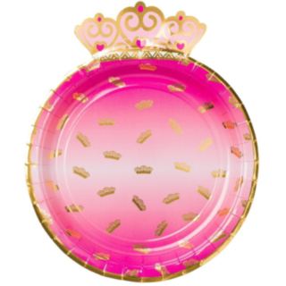 Prinsesskrona Papperstallrikar Rosa/Guld