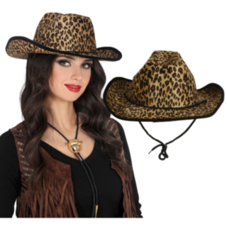Leopard Cowboyhatt Brun