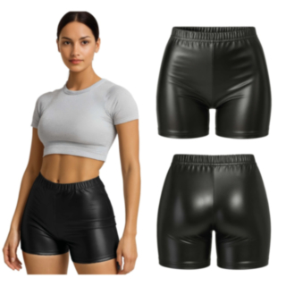 70-tal Metalliska Shorts Svart
