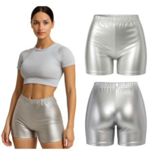 70-tal Metalliska Shorts Silver