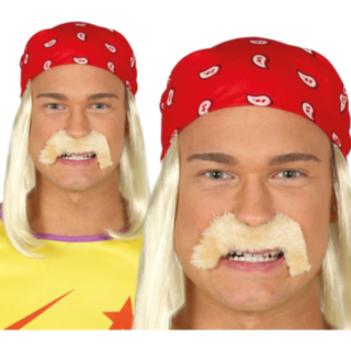 Wrestler Peruk Med Bandana & Mustasch